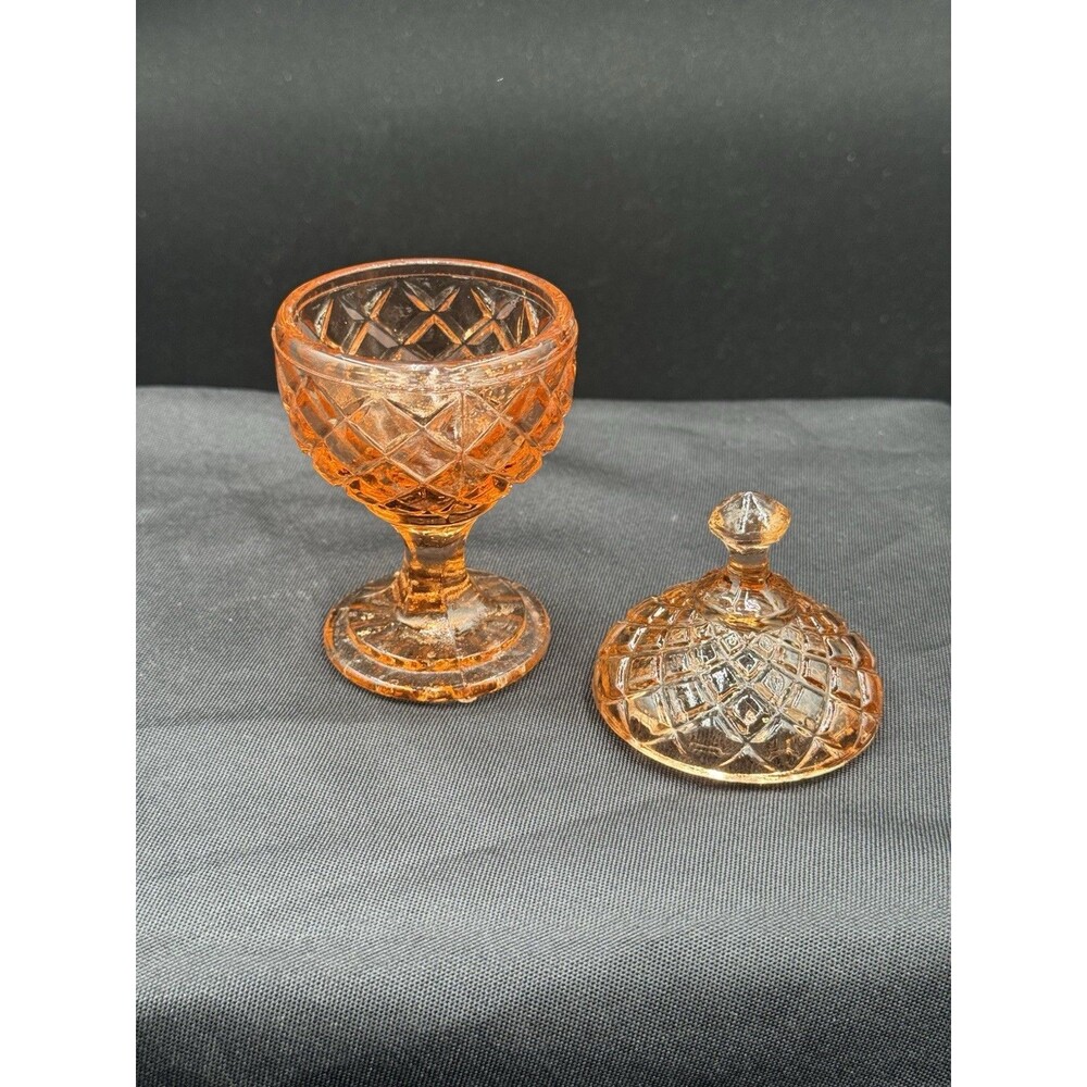 vintage amber glass pedestal candy dish - Picture 2 of 5